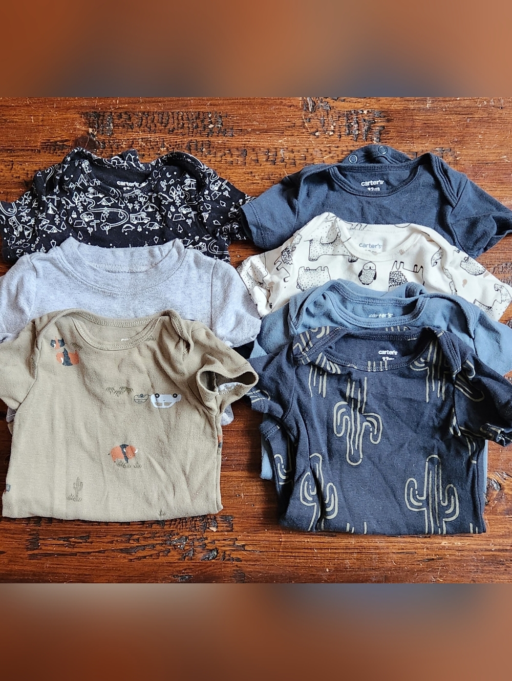Carter's Short-Sleeve Bodysuit Set in Navy, Gray, Beige, Black
